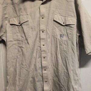 Roper Western Shirt Mens Large Beige Pearl Snap Cowboy Rodeo Rancher Country XXL
